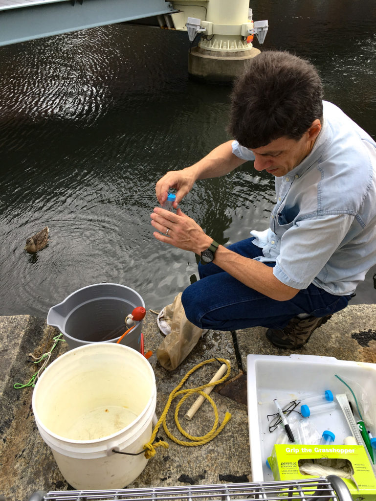 Taking samples from the water